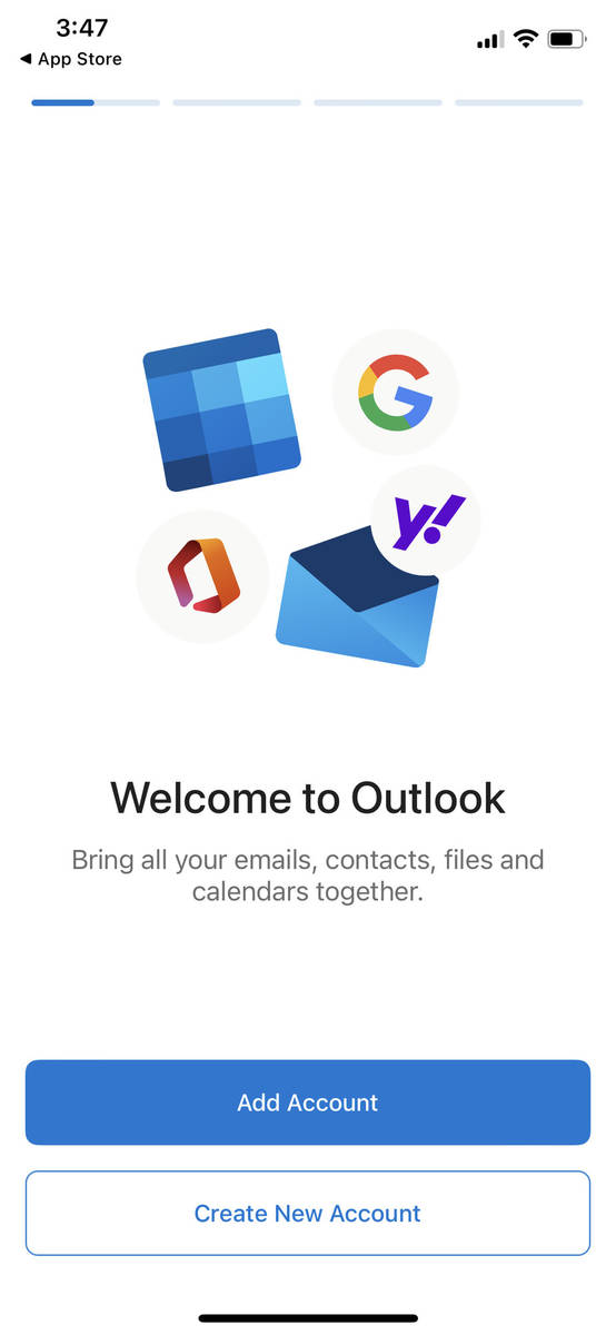 Step 1: Install Microsoft Outlook from the App Store, then open the app and tap Add Account.