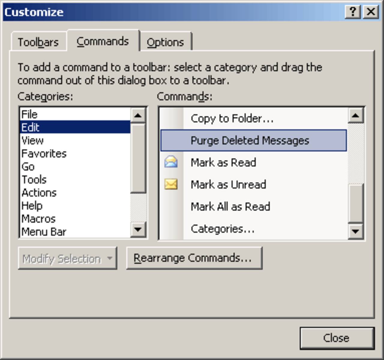 Customize Outlook Toolbars