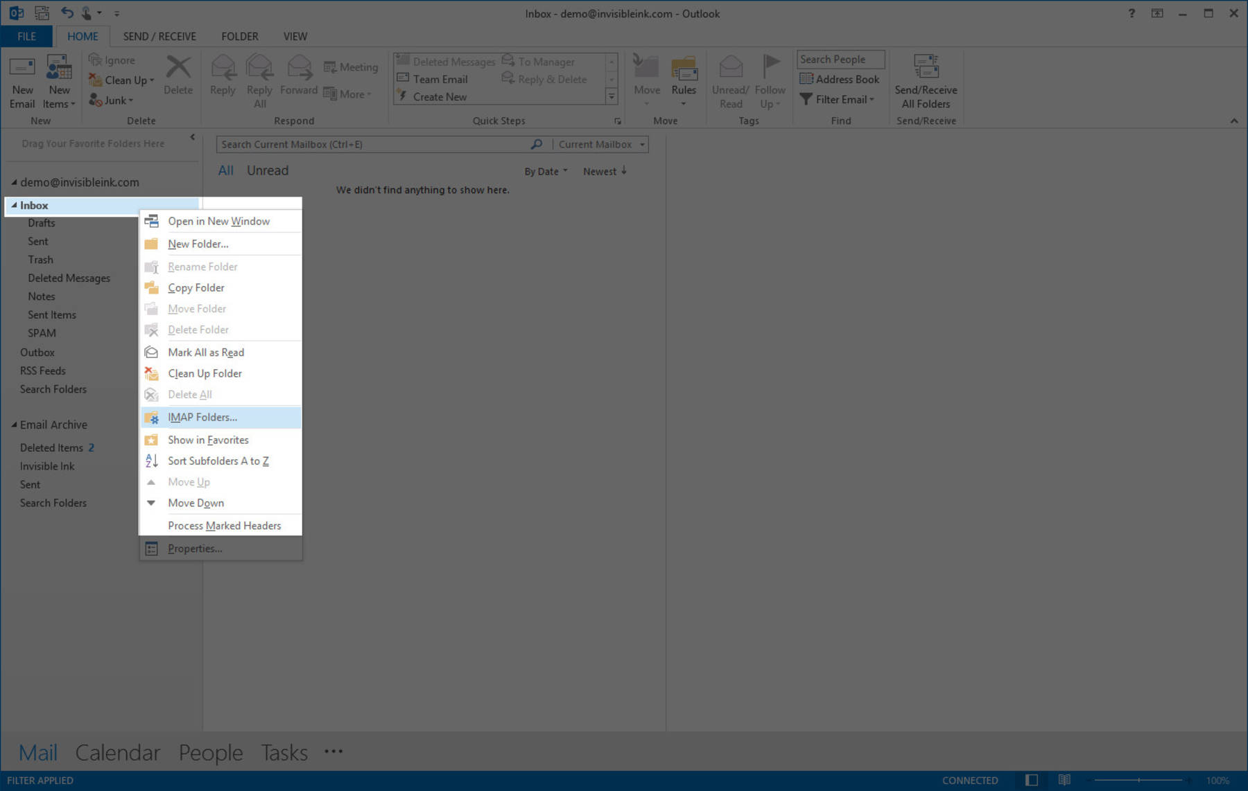 Step 1 » Right-click on your Inbox and select "IMAP Folders".