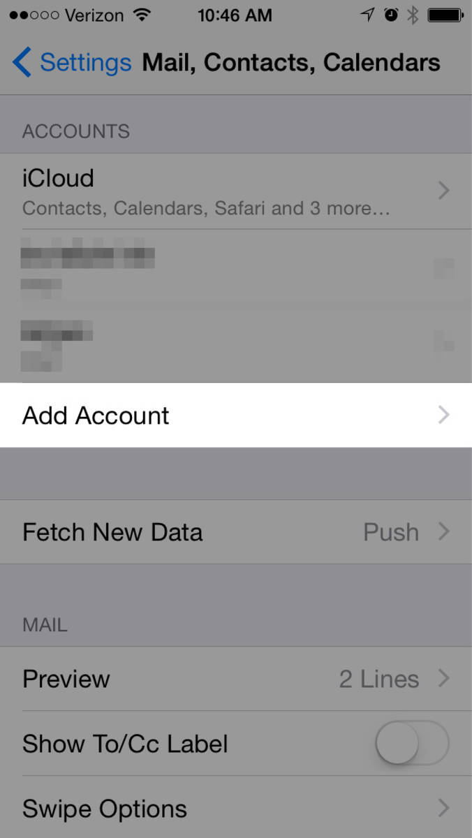 Step 2 » Select "Add Account"
