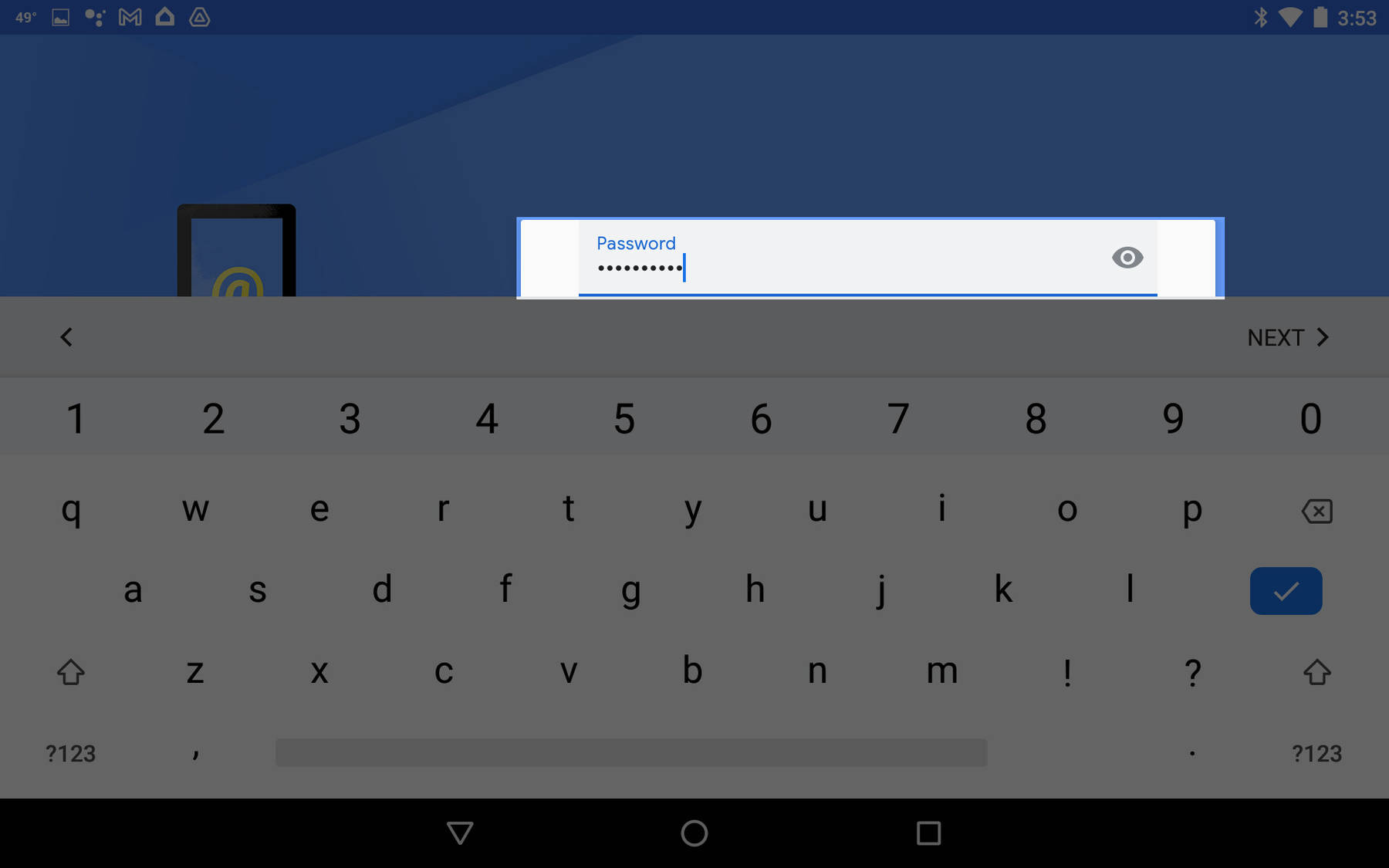 Enter your email password, then tap Next