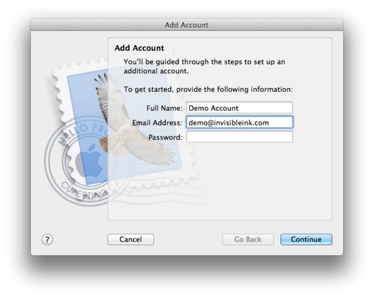 Step 2 » Enter your name and email address, then click Continue.