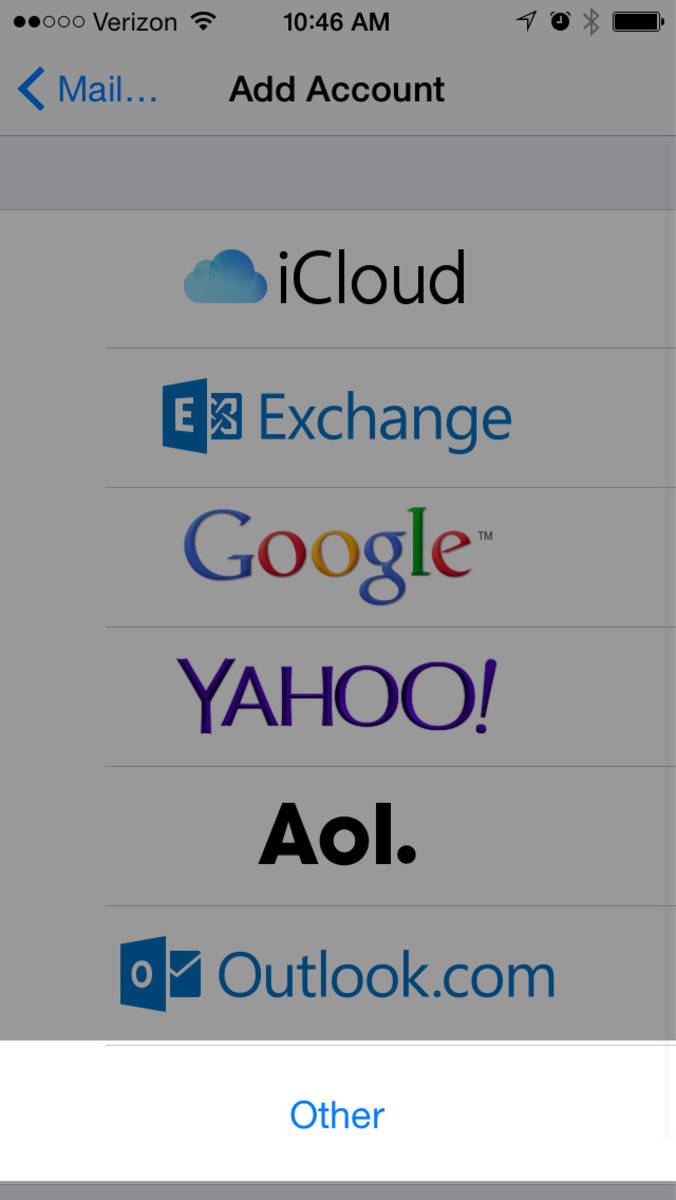 Step 3 » From the list of available account types, choose "Other"