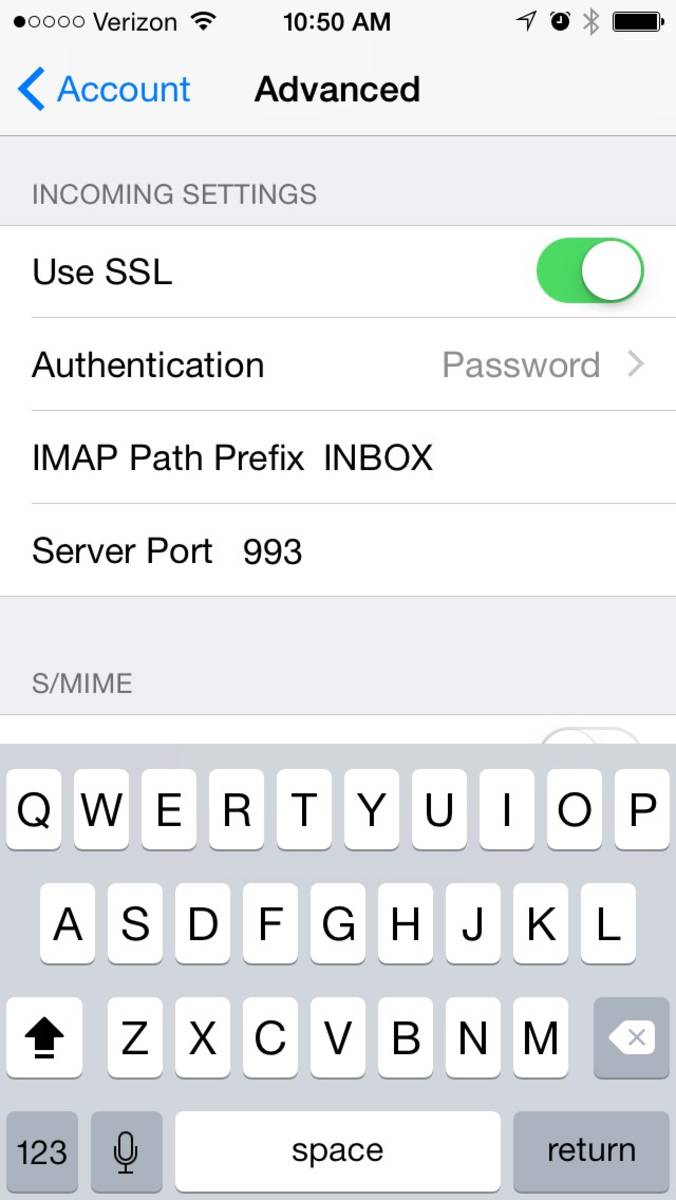 Step 13 » Swipe to the bottom of the Advanced settings screen and change prefix to INBOX (all caps), then click Account to return to previous screen. Tap "Done" to save changes.