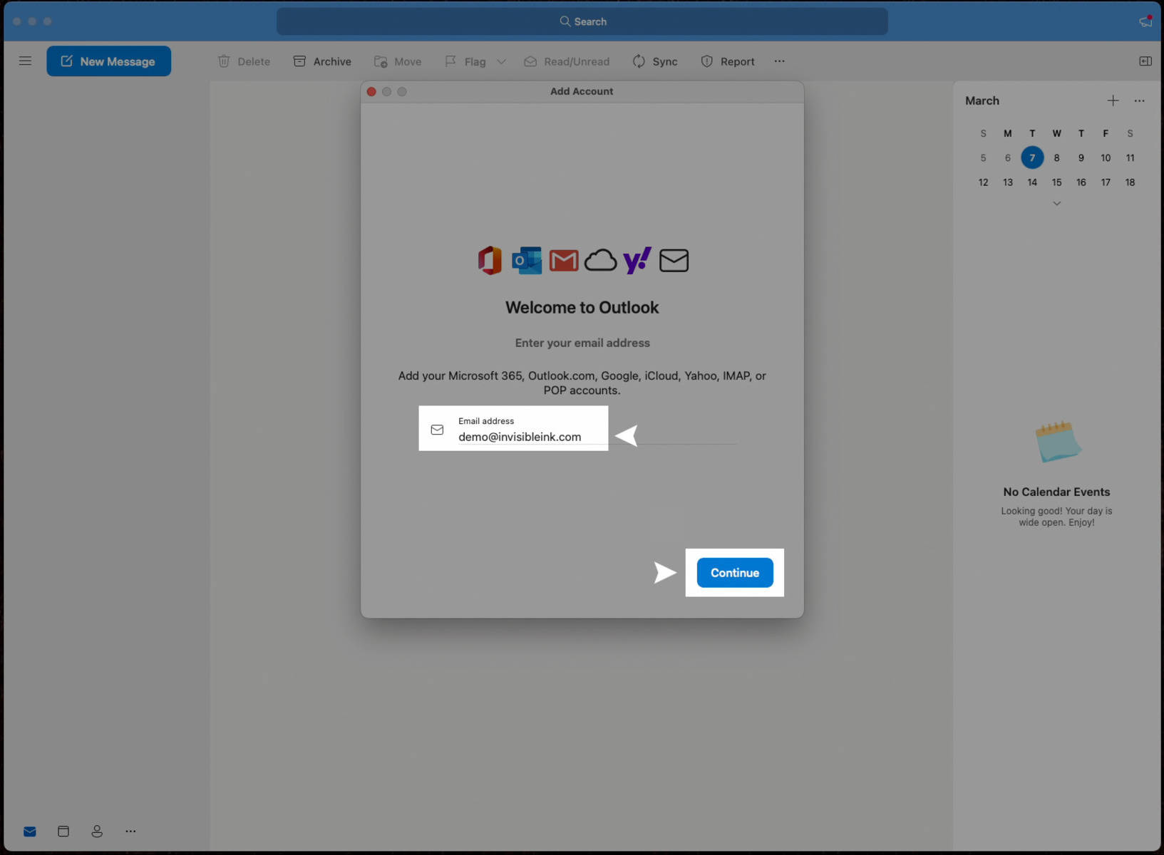 2) Enter your email address and click Continue.