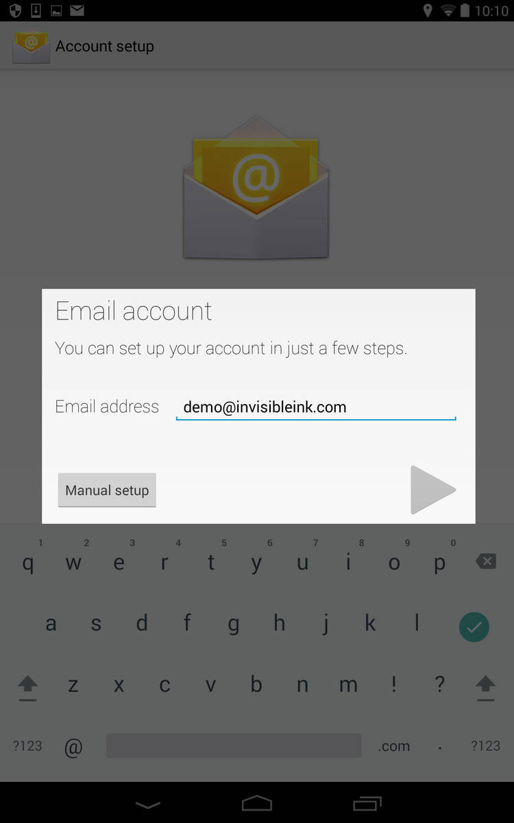 Step 4: Enter your email address, then select ‘Manual Setup’.