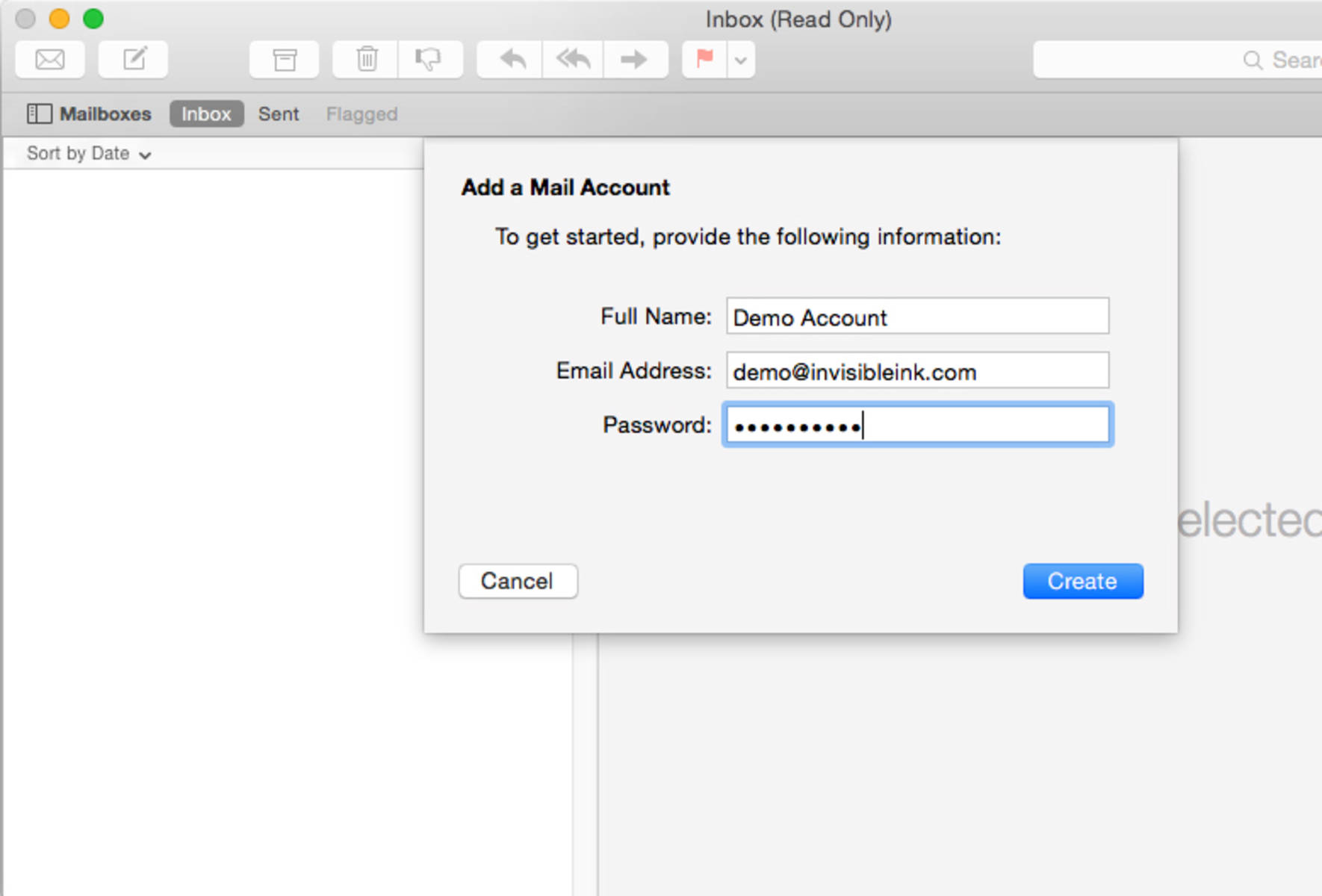 Step 2 » Enter your name, email address and password, then click "Create". 
