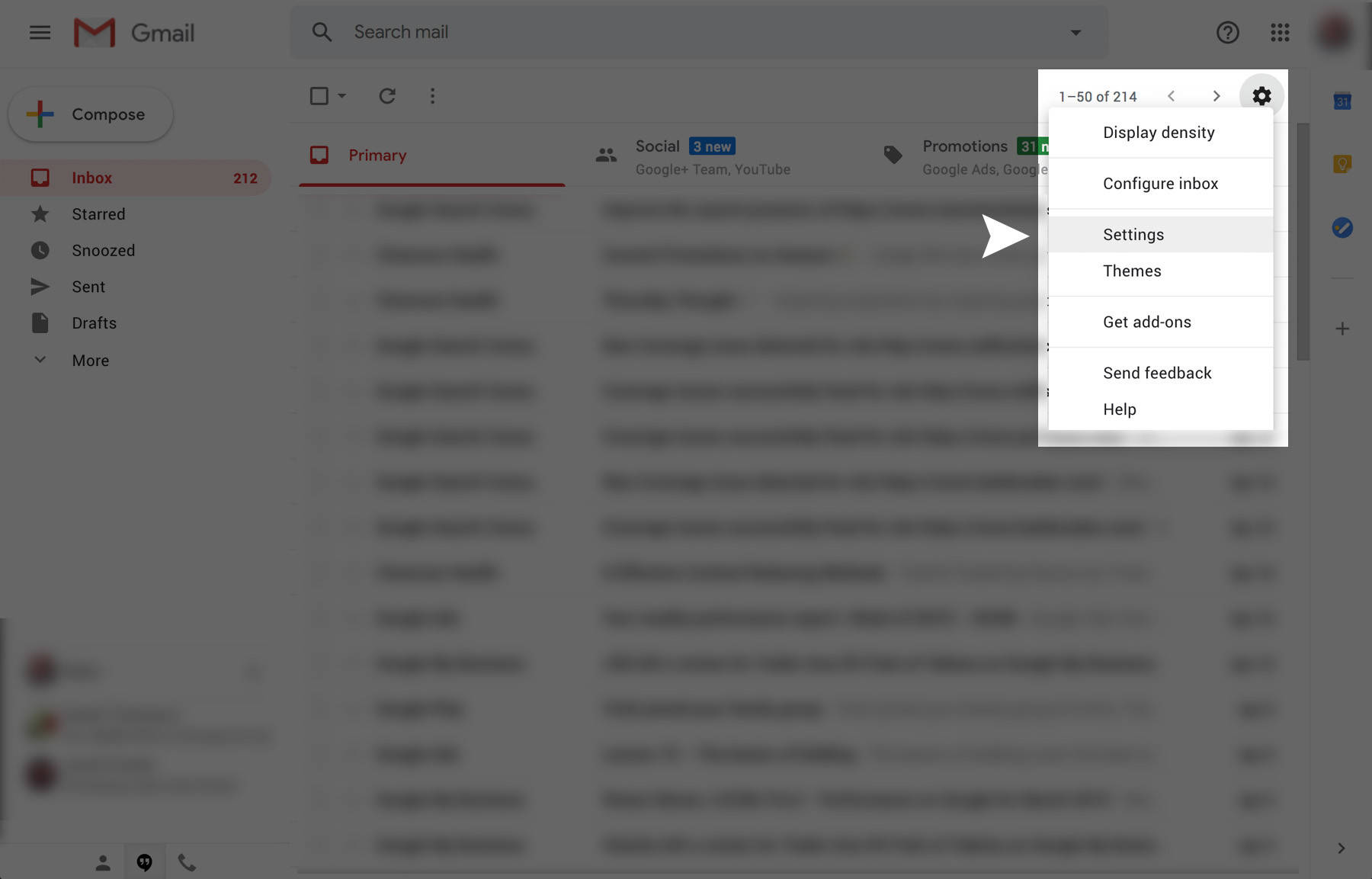 2) Select Settings from the menu options.