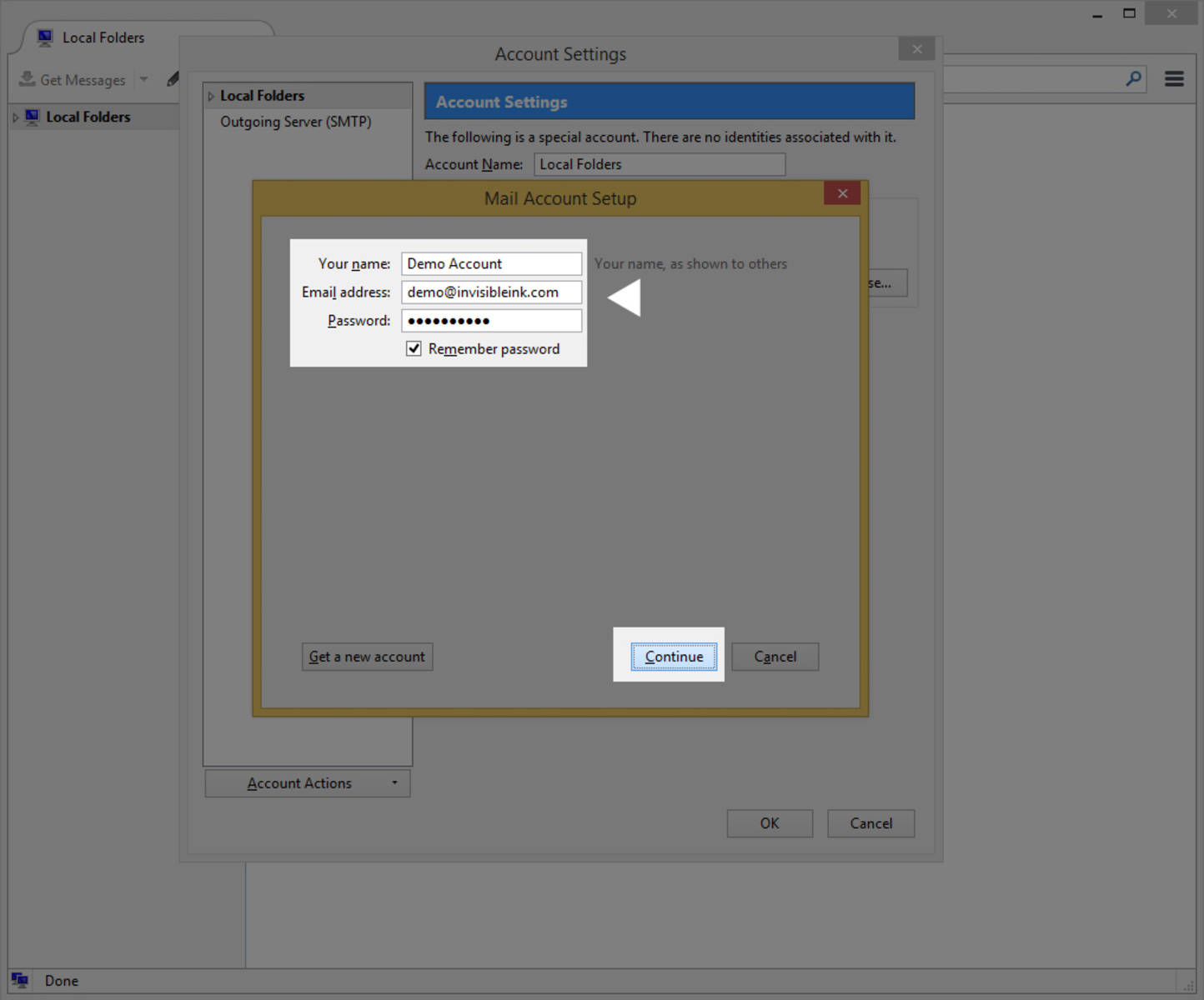 Step 3 » Enter your name, email address and password, then click Continue.