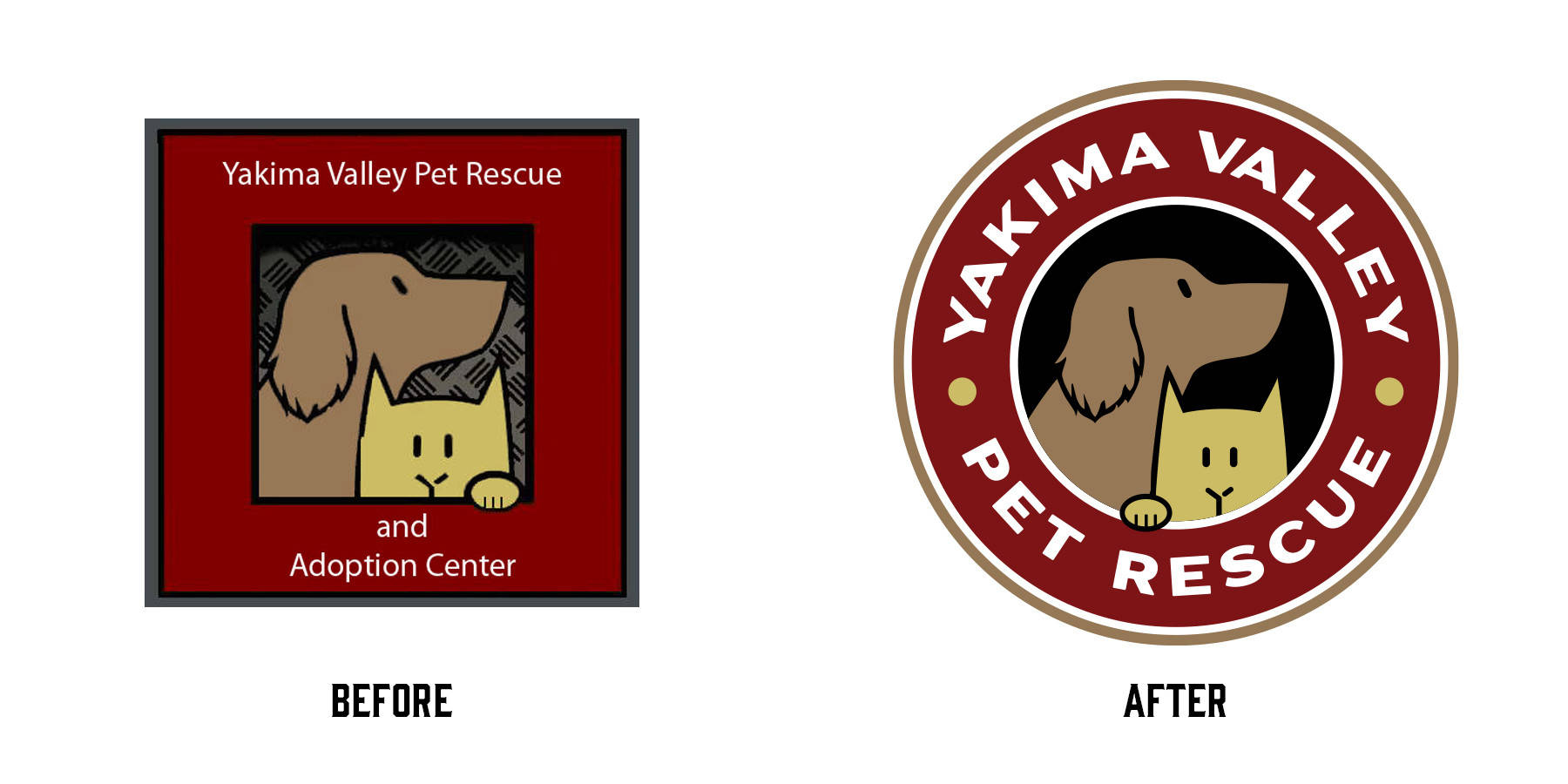 Yakima Valley Pet Rescue logo refresh: before & after