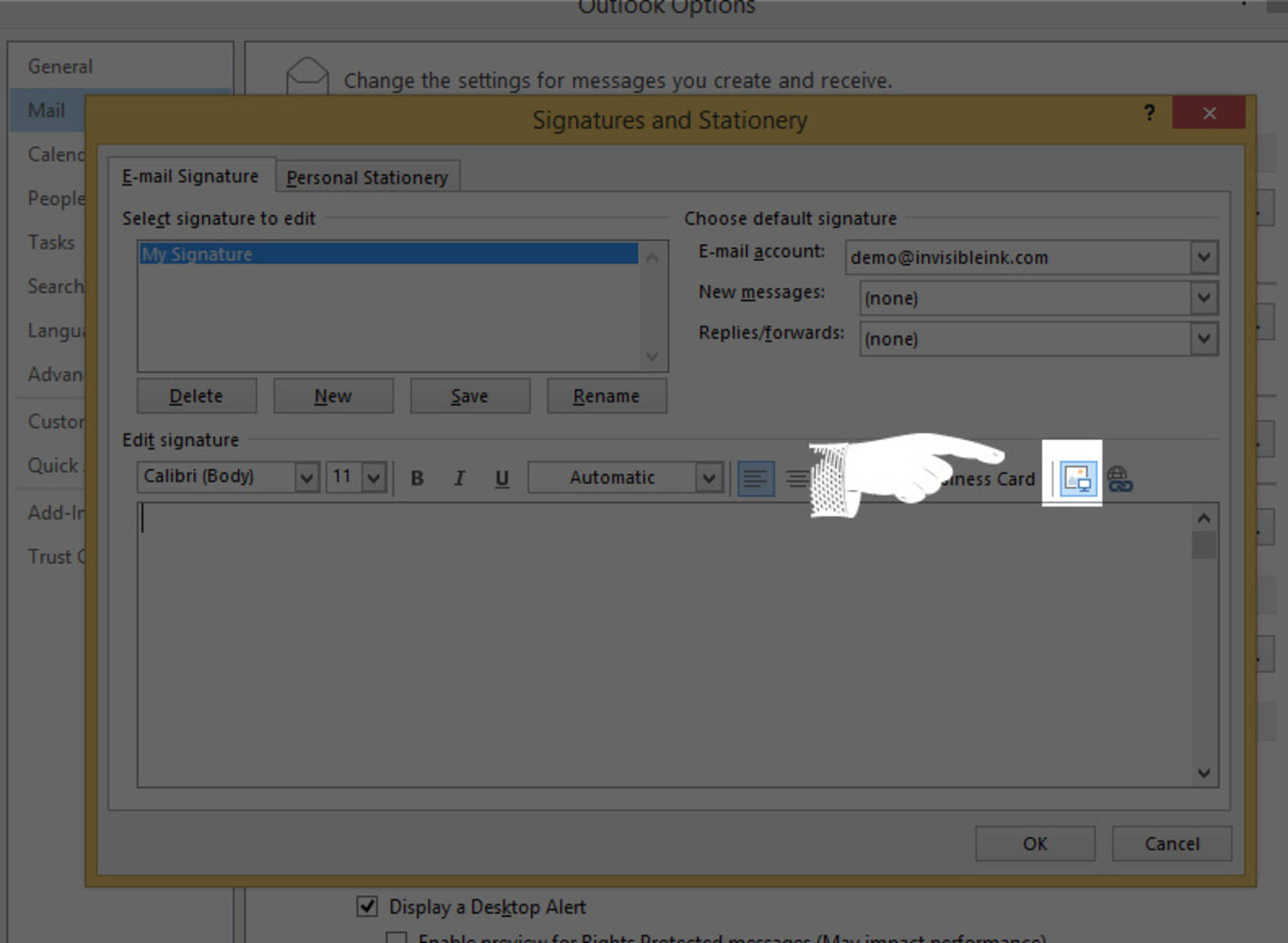 5 » Select the Insert Picture icon.