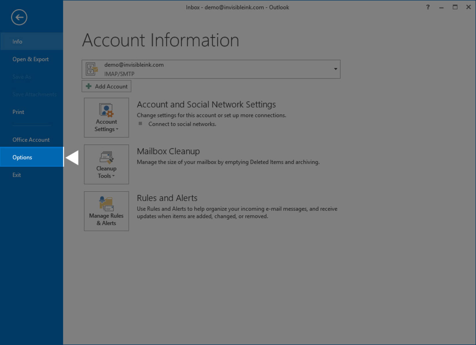 Step 1 » From the File menu, select Options.