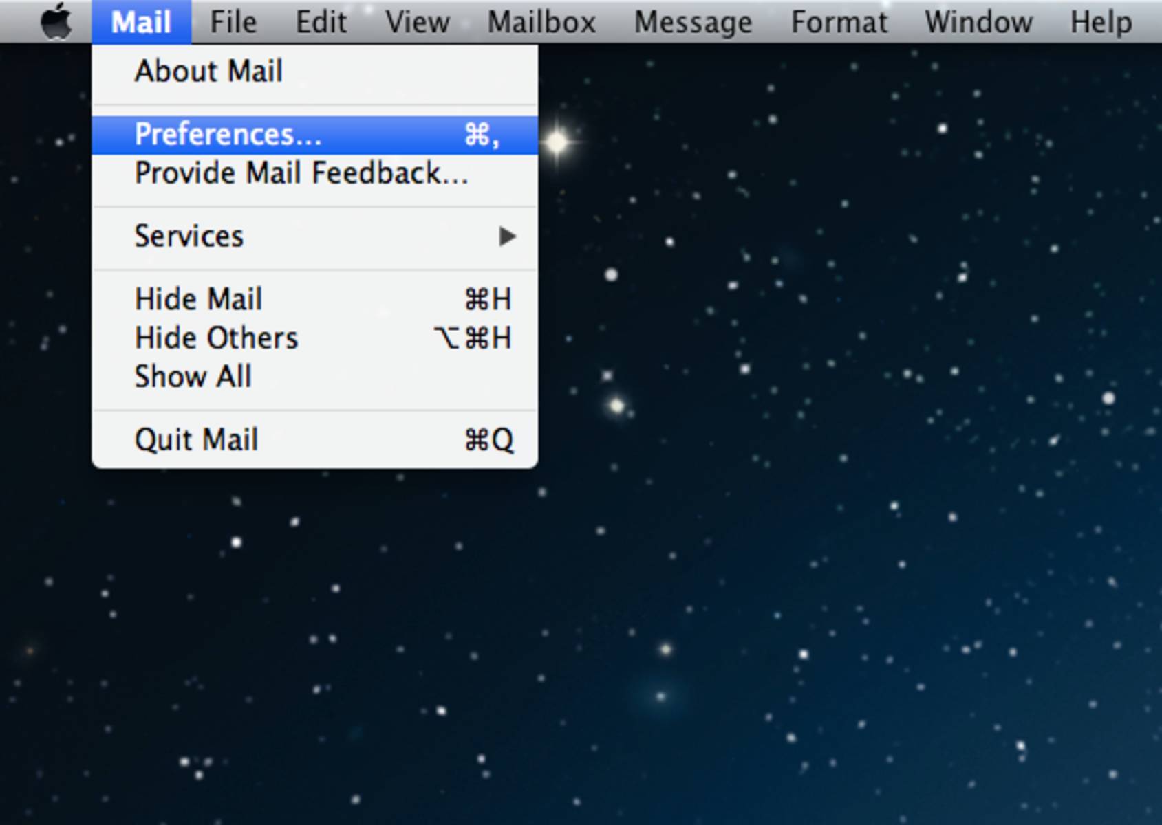 Step 11 » Select Preferences from the Mail menu at the top of your screen.
