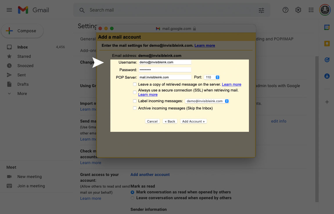 Gmail POP Account Setup - Step 5