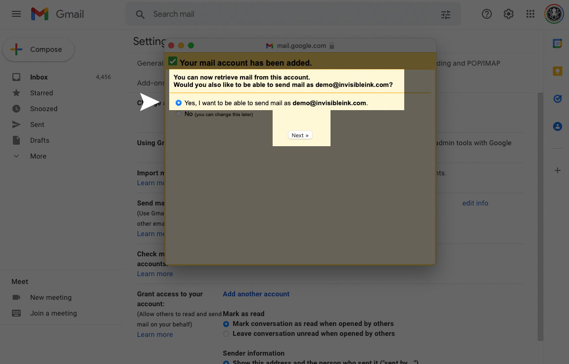 Gmail POP Account Setup - Step 6