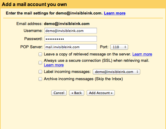 Gmail POP Account Setup - Step 4