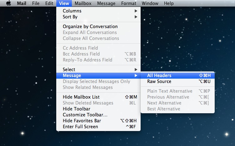 Mac Mail Message Headers