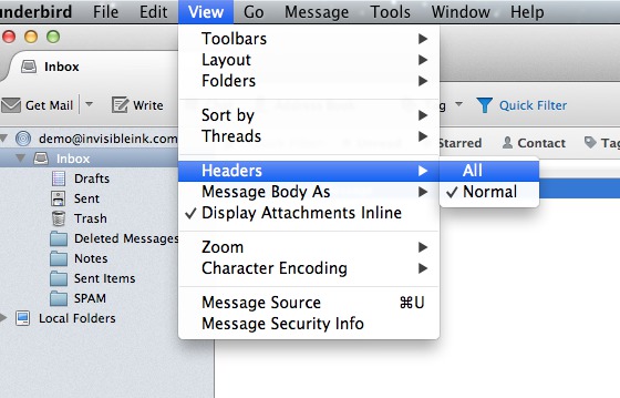 Thunderbird Message Headers